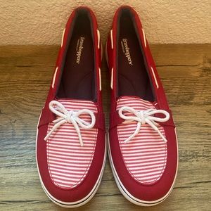 Keds Women’s Grasshopper Sporty Stripe Flat - Red